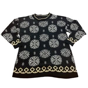 Vintage Trimmings Sweater‎  Pullover Snowflake Holiday Oversized Women’s Size M